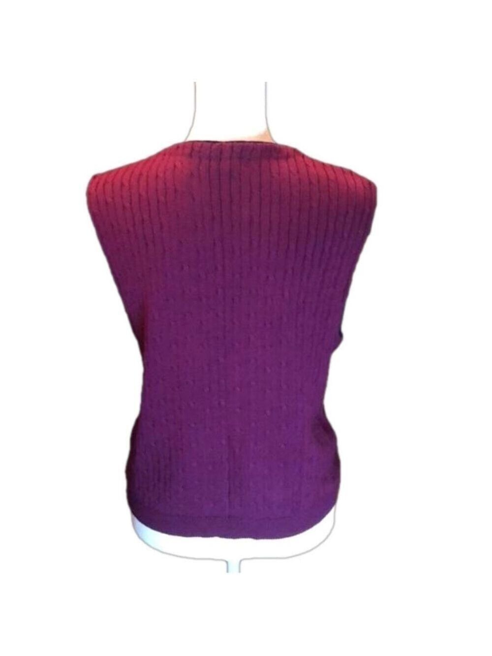 EASTBROOK Clothing Company Maroon w/ Black Trim Button Down Sweater Vest, Size M - Picture 4 of 8
